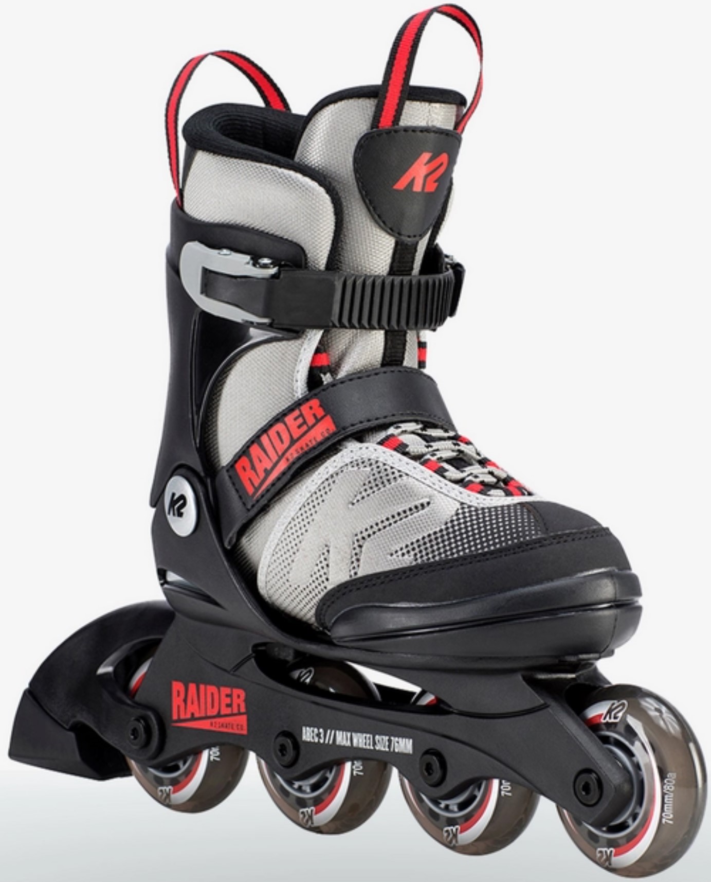 K2 Youth Skate Raider with four wheels and red colour touch